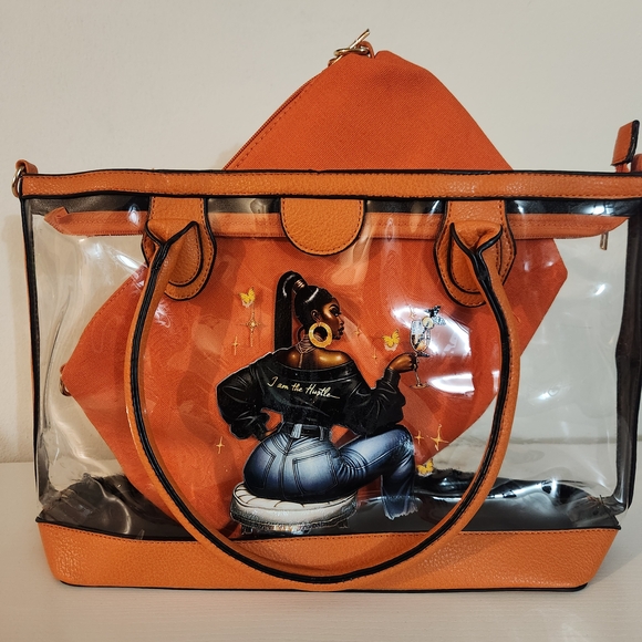 Curvehouse and Co. Handbags - Orange Transparent Tote Bag